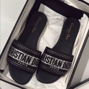 Dior Black and Silver Sandals with Braided Strap